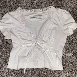Women's White Lace Trim Top